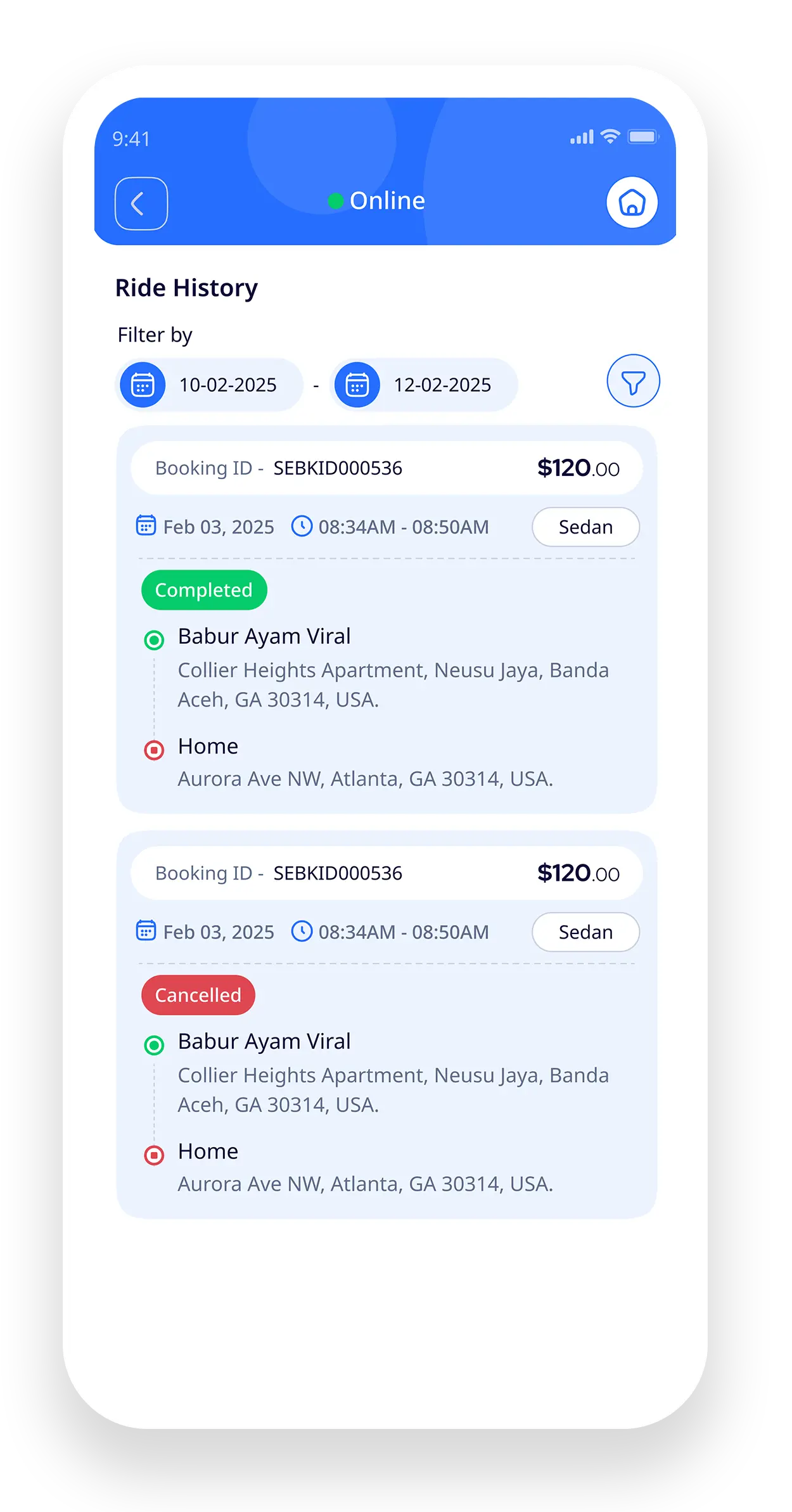 Driver availability and time management feature