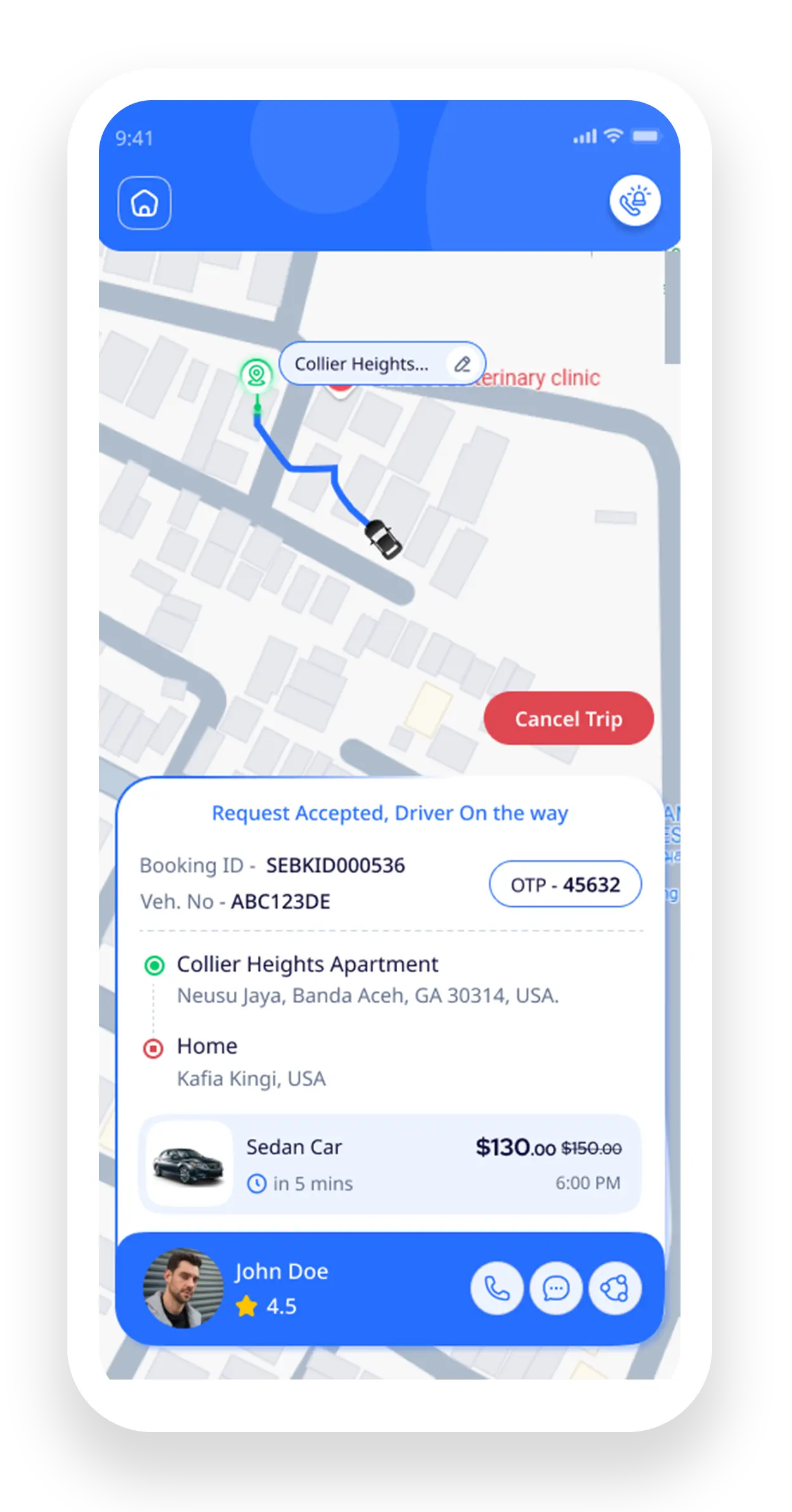Script for Taxi booking app
