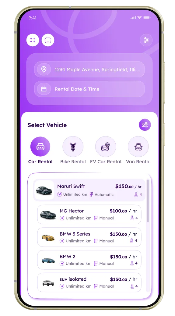 car rental Customer App